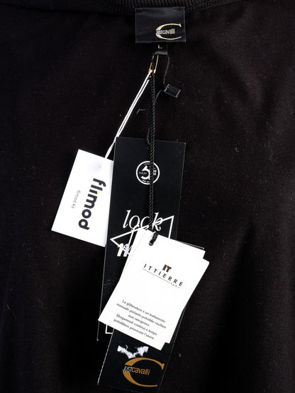 NEW Just Cavalli Black Long Sleeve Shirt with Floral Embroidery Size L