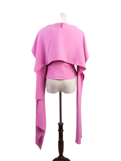 NEW A.W.A.K.E Pink Draped Blouse Women Polyester Size N/A