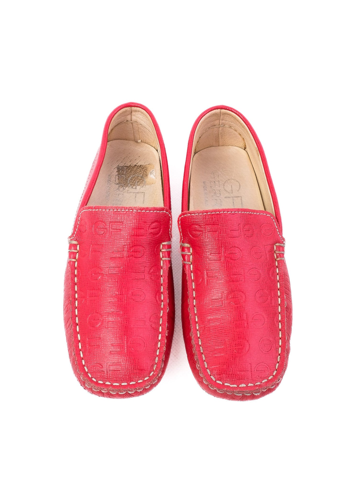Gianfranco Ferrè Red Leather Moccasin Shoes for Kids Size 31