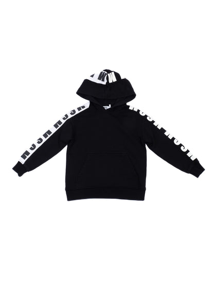 Excellent MSGM Black Hoodie for Kids Size 6 Cotton Natural