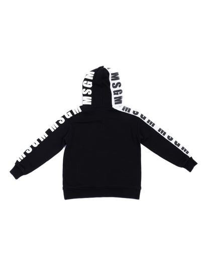 Excellent MSGM Black Hoodie for Kids Size 6 Cotton Natural