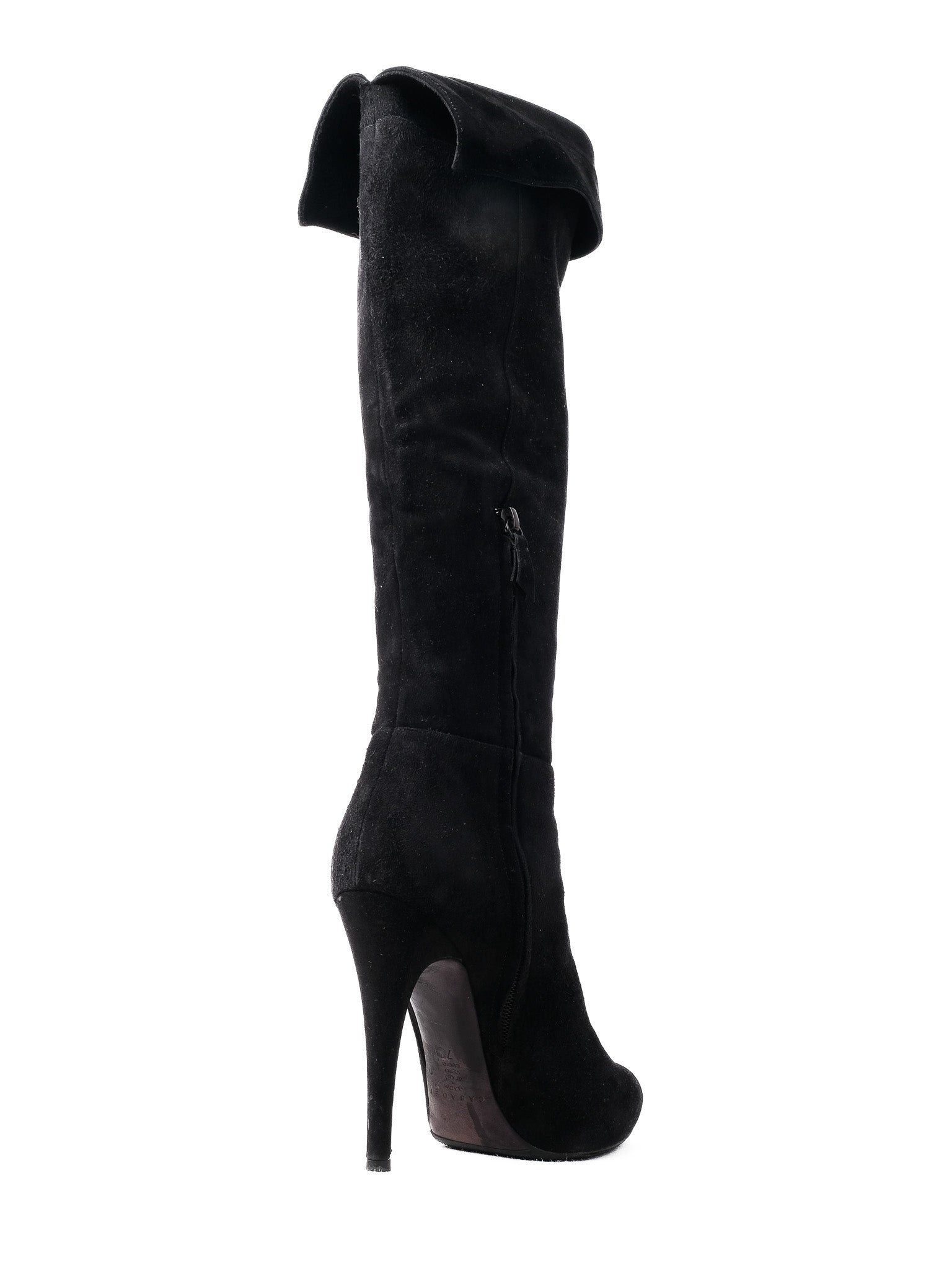 Excellent Casadei Black Leather Knee-High Boots Size 37.5