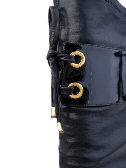 Casadei Black Leather Knee-High Boots Size 38 Excellent Condition