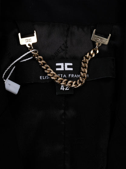 Excellent Elisabetta Franchi Black Blazer Gold Accents Size M