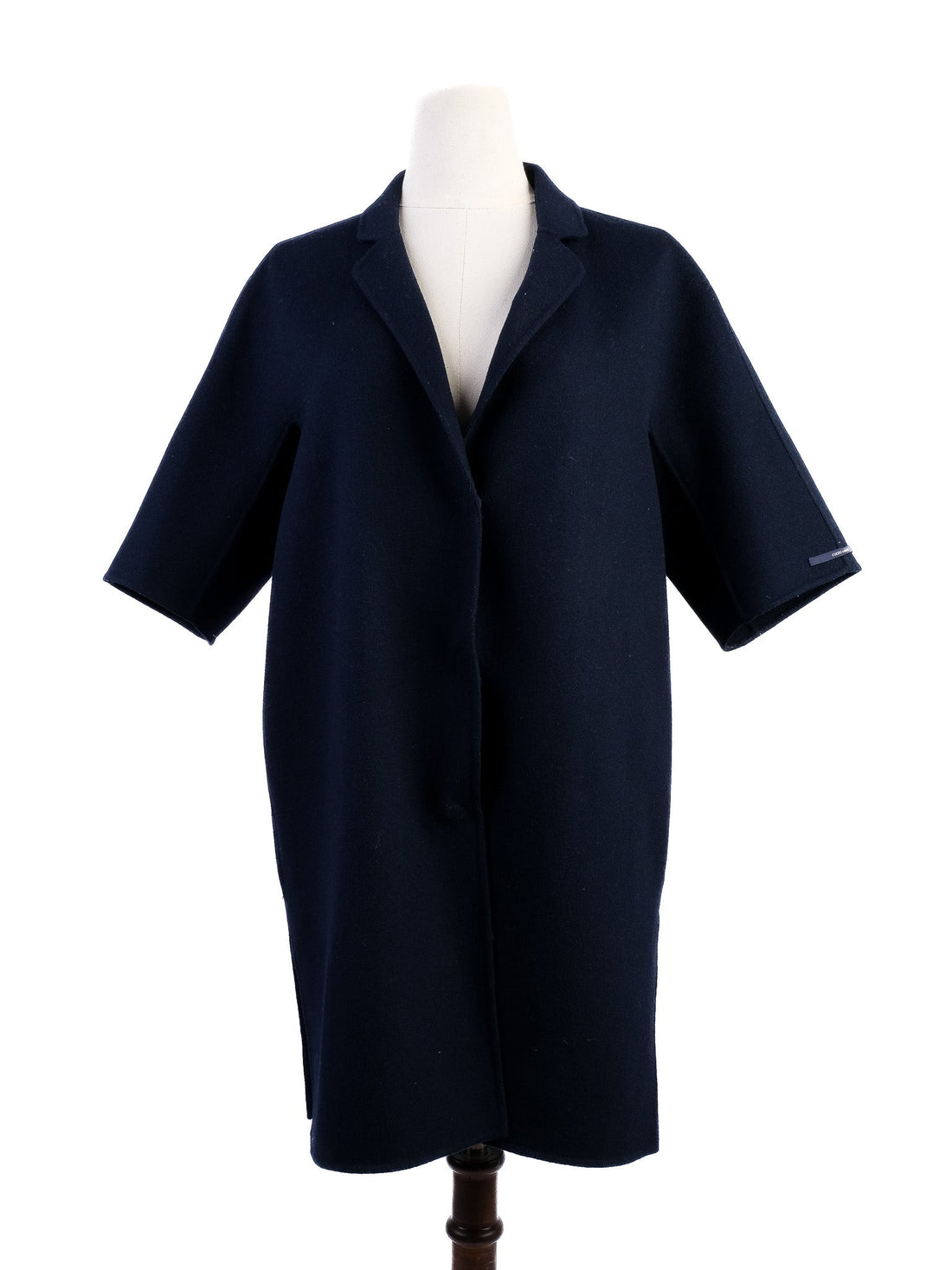 Excellent Max Mara Wool Navy Blue Short-Sleeved Coat Size M