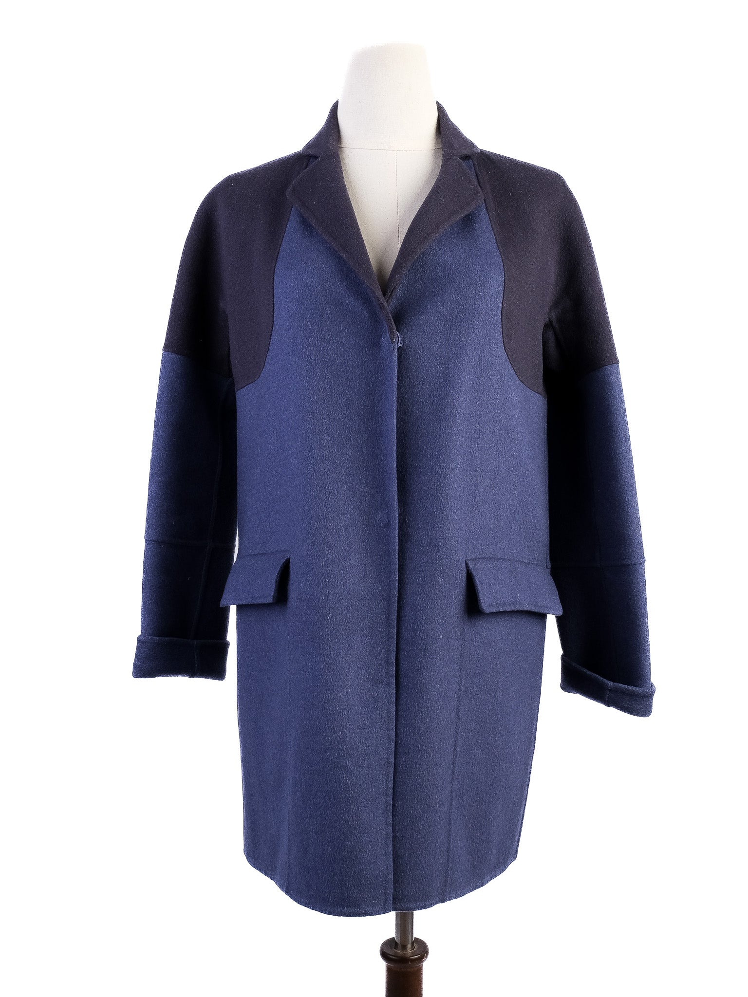 Excellent MaxCo Blue Wool Coat Size S with Pockets