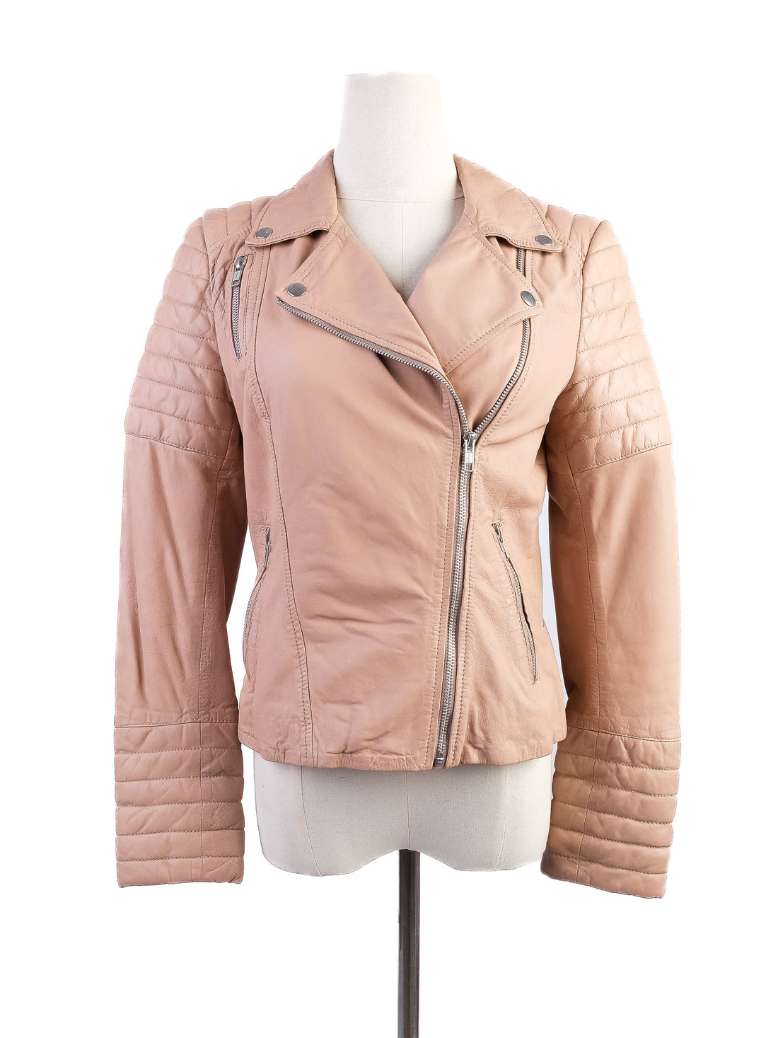 Excellent Muubaa Black Leather Biker Jacket Size S