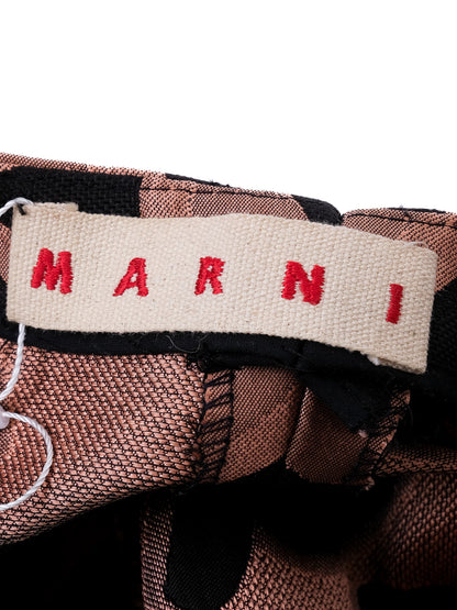 Excellent Marni Black Skirt with Pink Leaf Pattern Size M