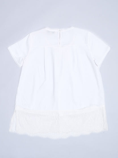 Excellent TWINSET White Cotton Blouse Size 12 with Lace Trim