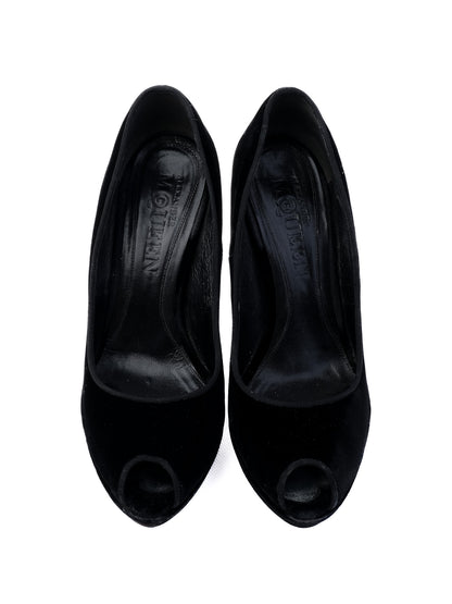Excellent Alexander McQueen Black Leather Stiletto Pumps Size 38