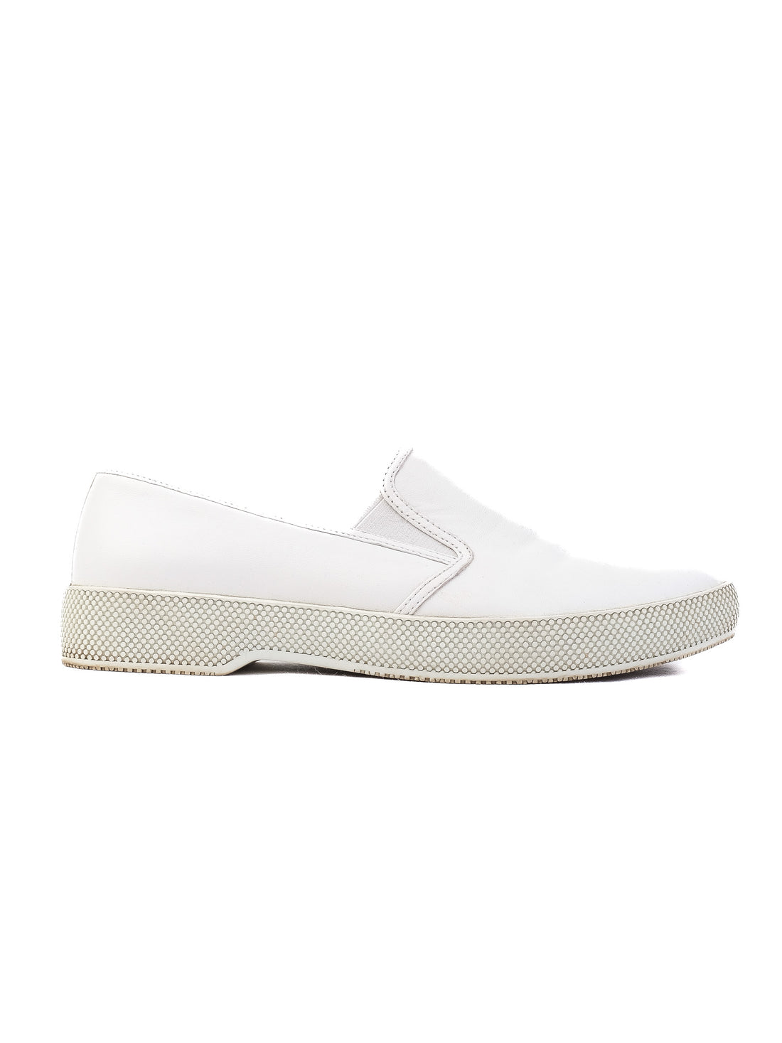 Excellent Prada White Leather Slip-On Shoes Size 37 for Women