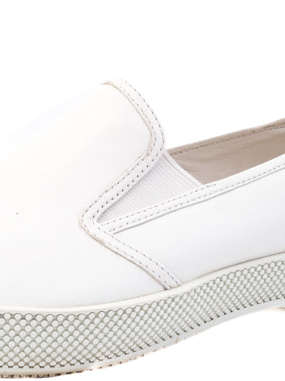 Excellent Prada White Leather Slip-On Shoes Size 37 for Women
