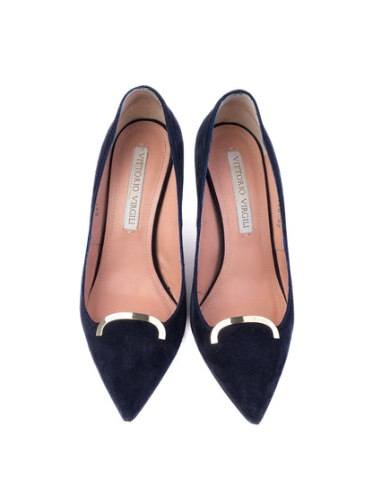 Excellent Vittorio Virgili Blue Leather High Heels Size 37