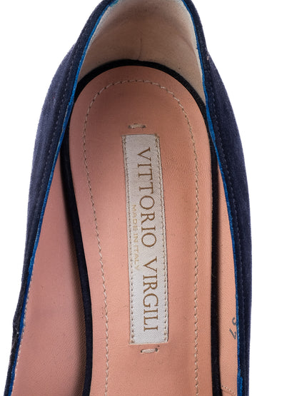 Excellent Vittorio Virgili Blue Leather High Heels Size 37