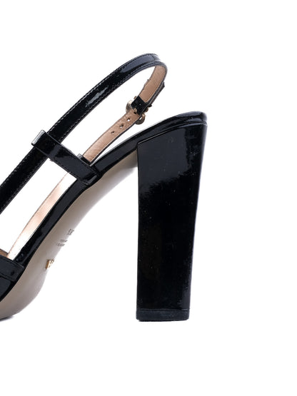 Excellent Emporio Armani Black Leather High-Heeled Sandals Size 38.5