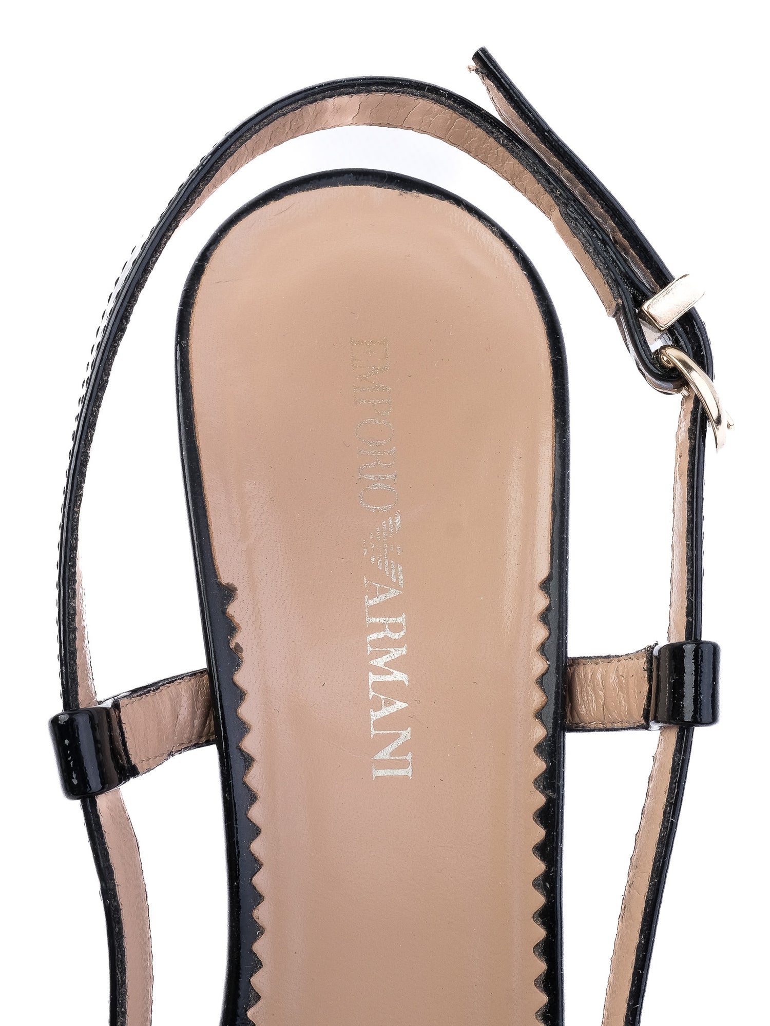Excellent Emporio Armani Black Leather High-Heeled Sandals Size 38.5