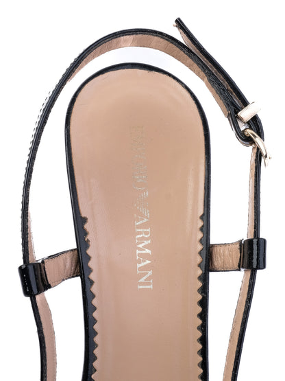 Excellent Emporio Armani Black Leather High-Heeled Sandals Size 38.5