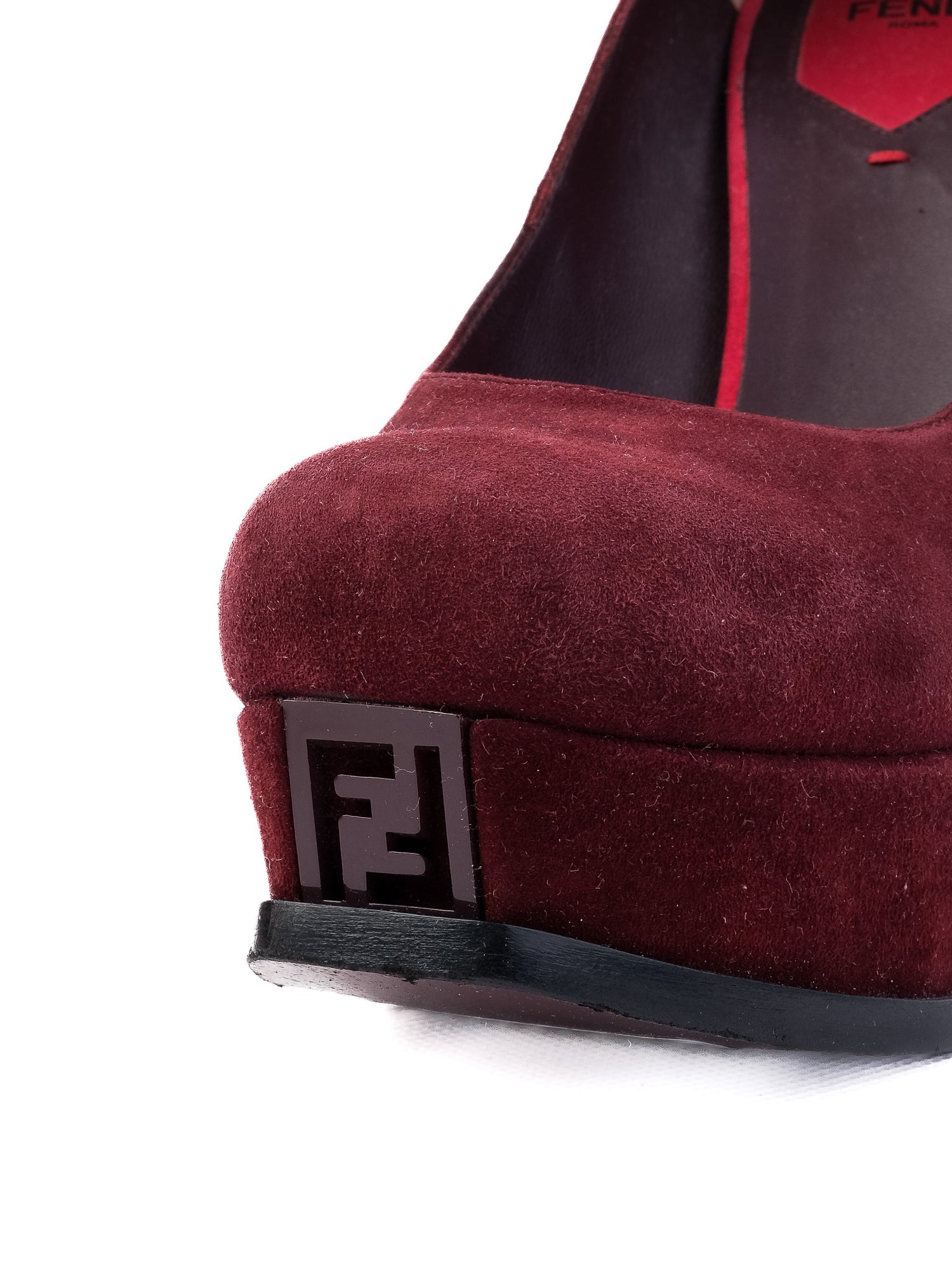 Excellent Fendi Red Leather High-Heeled Shoes Size 39