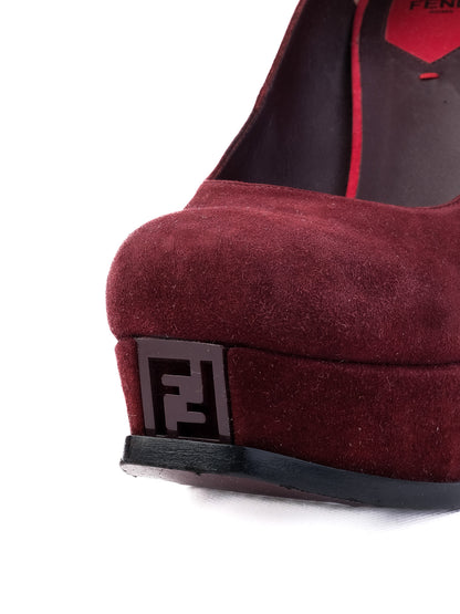 Excellent Fendi Red Leather High-Heeled Shoes Size 39