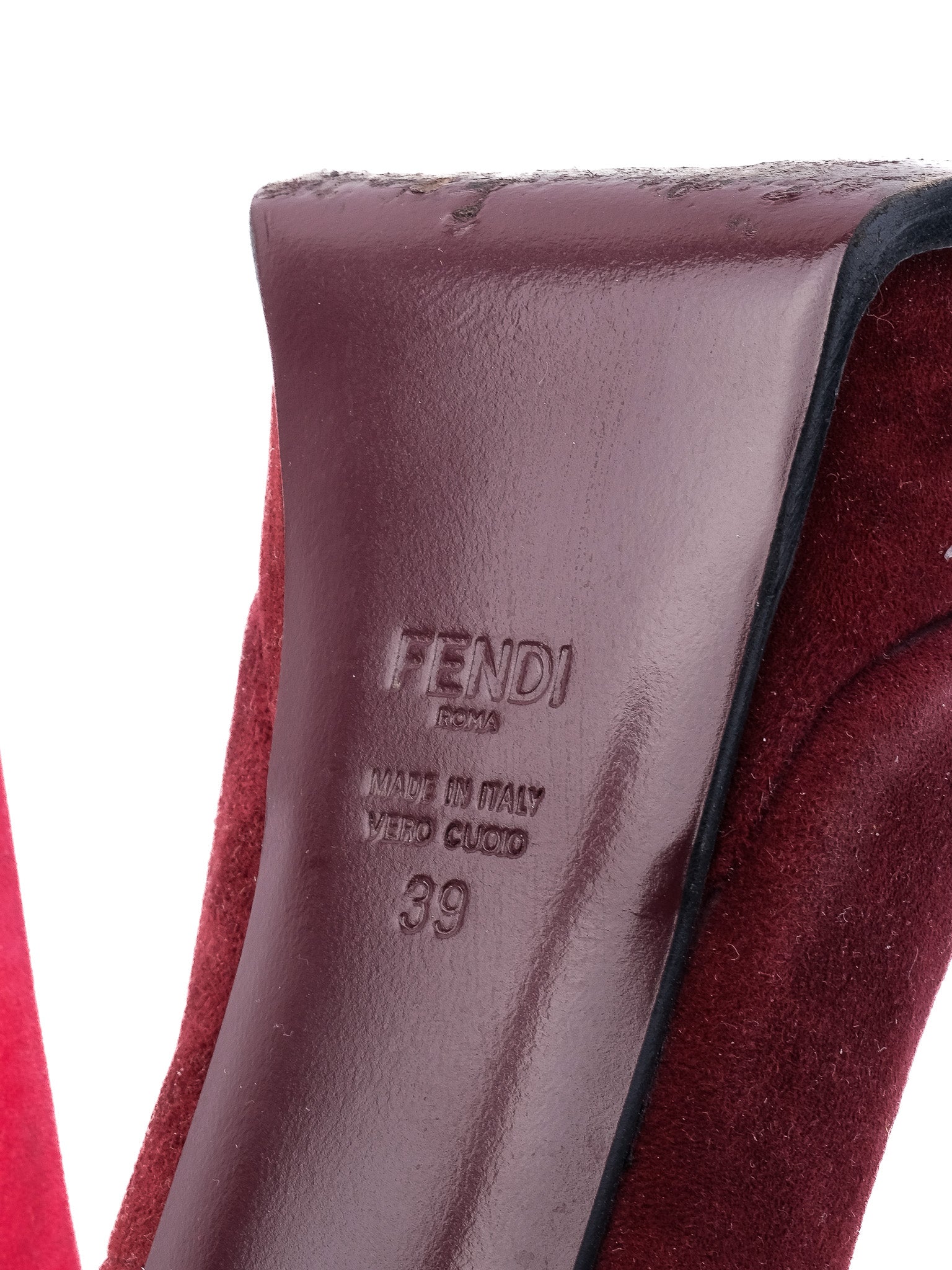 Excellent Fendi Red Leather High-Heeled Shoes Size 39