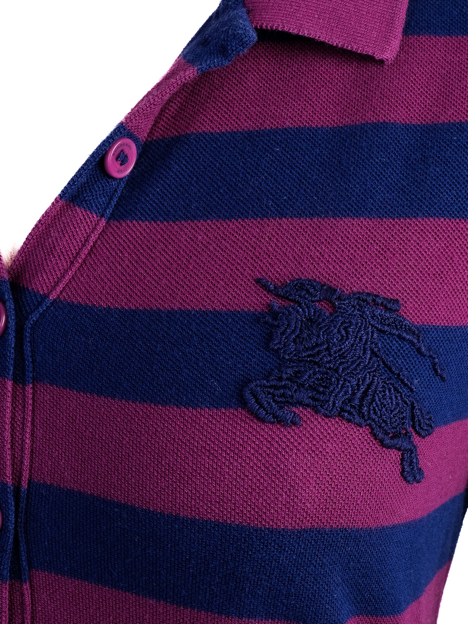 Excellent Burberry Striped Polo Shirt XS Purple Dark Blue Cotton