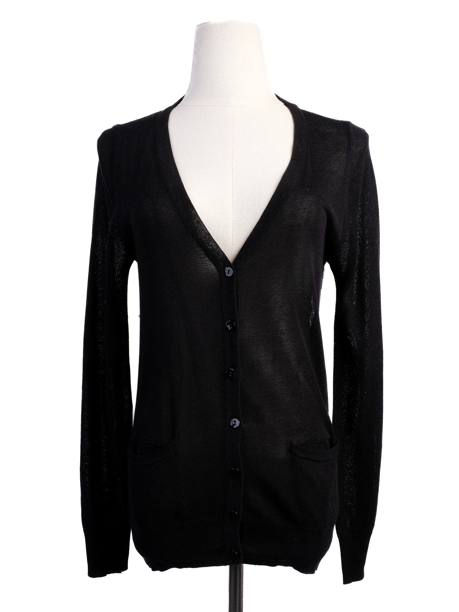 Excellent Valentino Black Silk Cardigan Size M with Lace Detailing