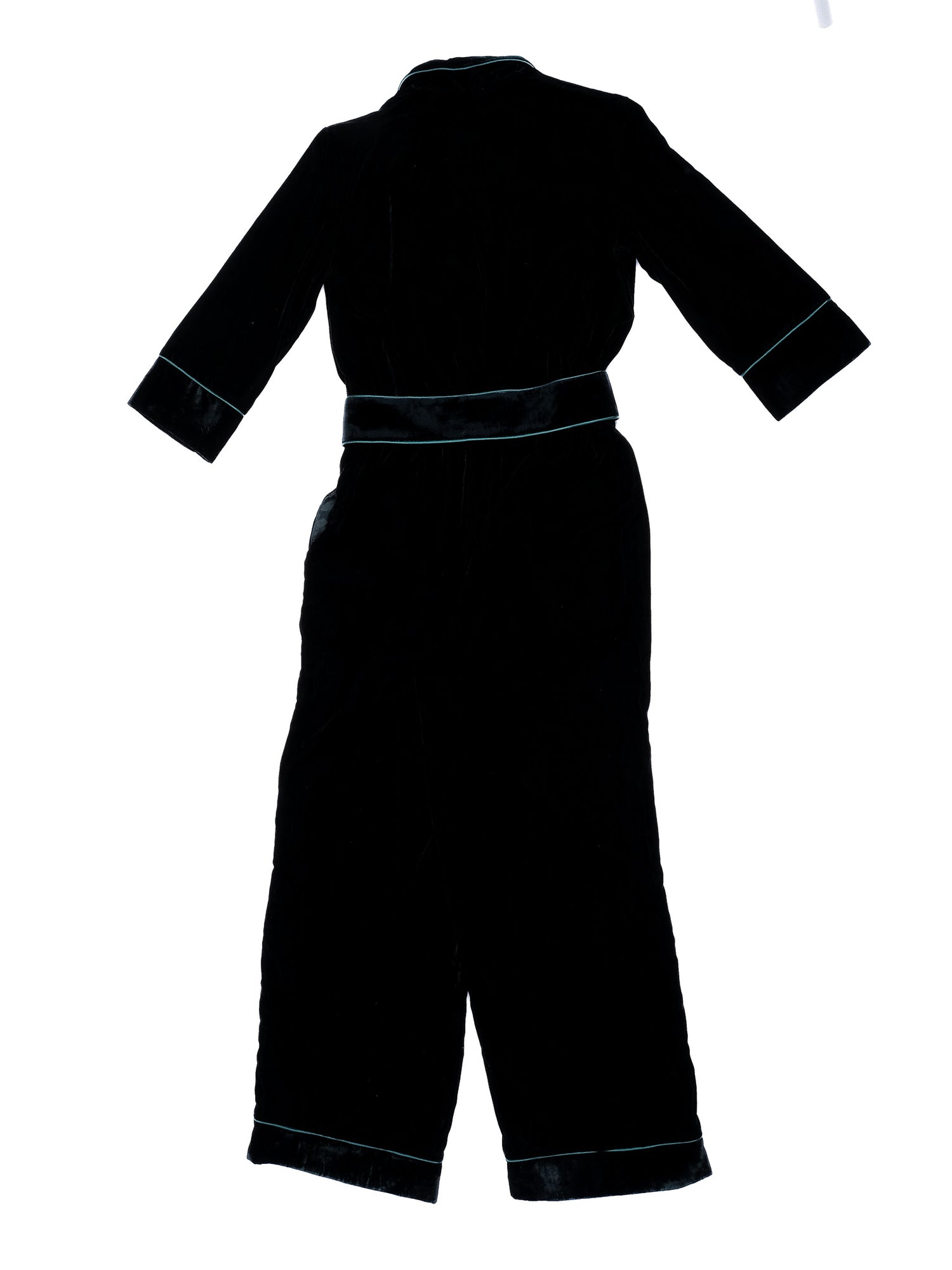 Excellent Iris&amp;Ink Green Polyester Robe M with Contrasting Trim