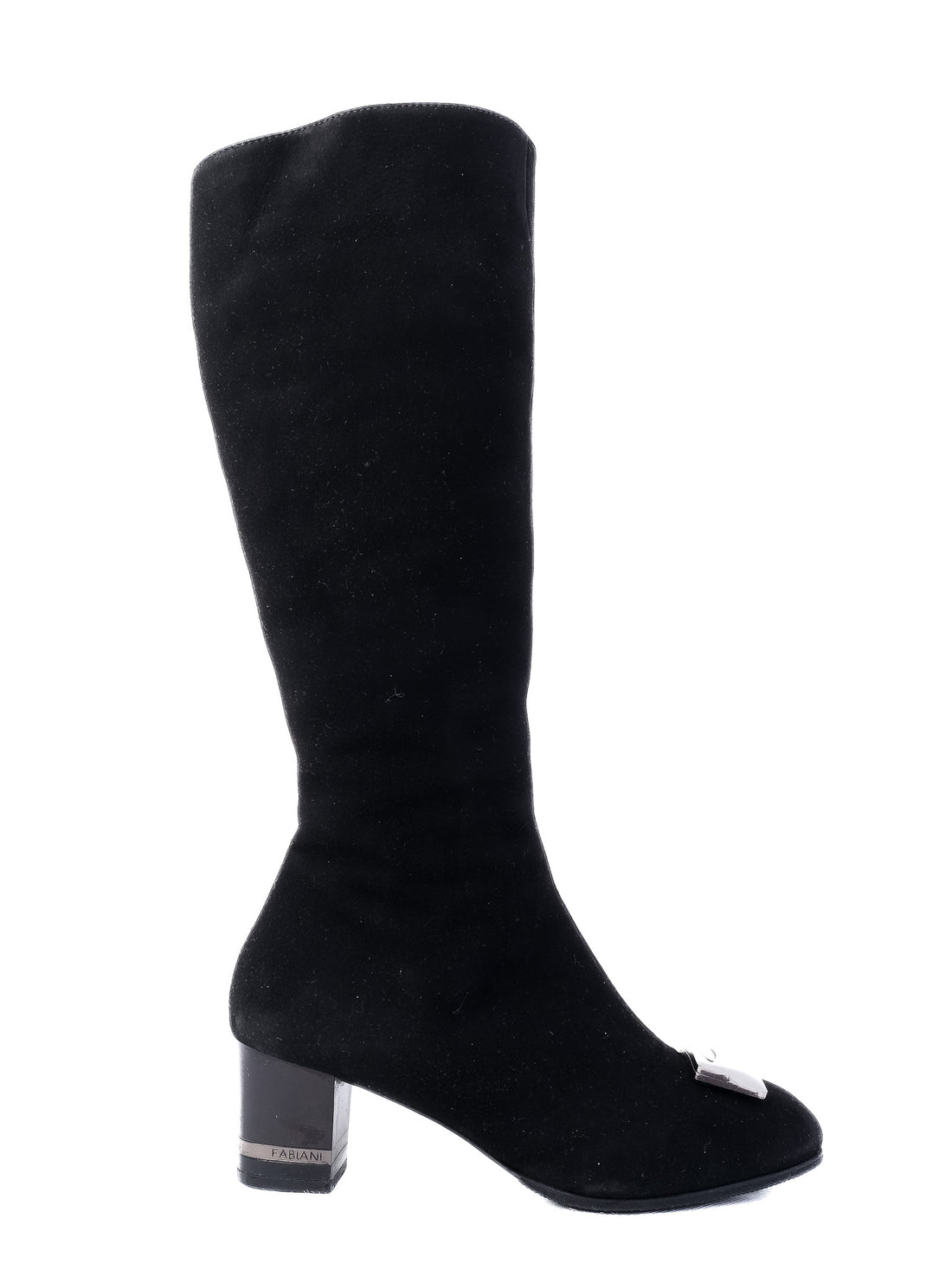 Giovanni Fabiani Black Leather Knee-High Boots Size 36 with Block Heel