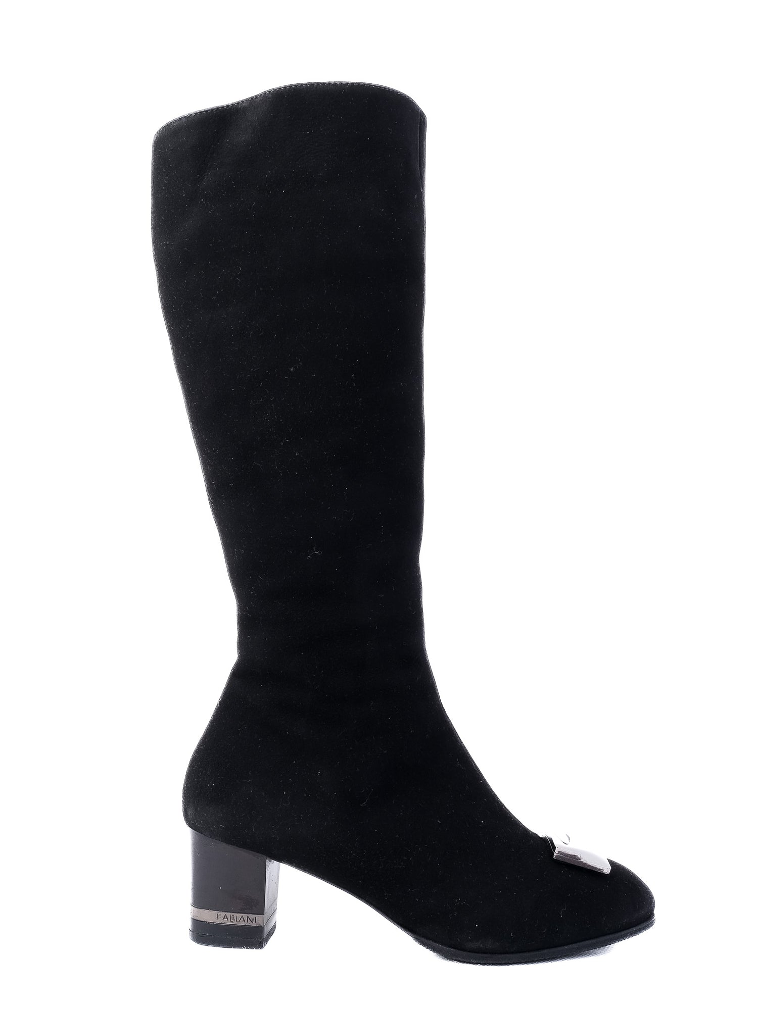 Giovanni Fabiani Black Leather Knee-High Boots Size 36 with Block Heel