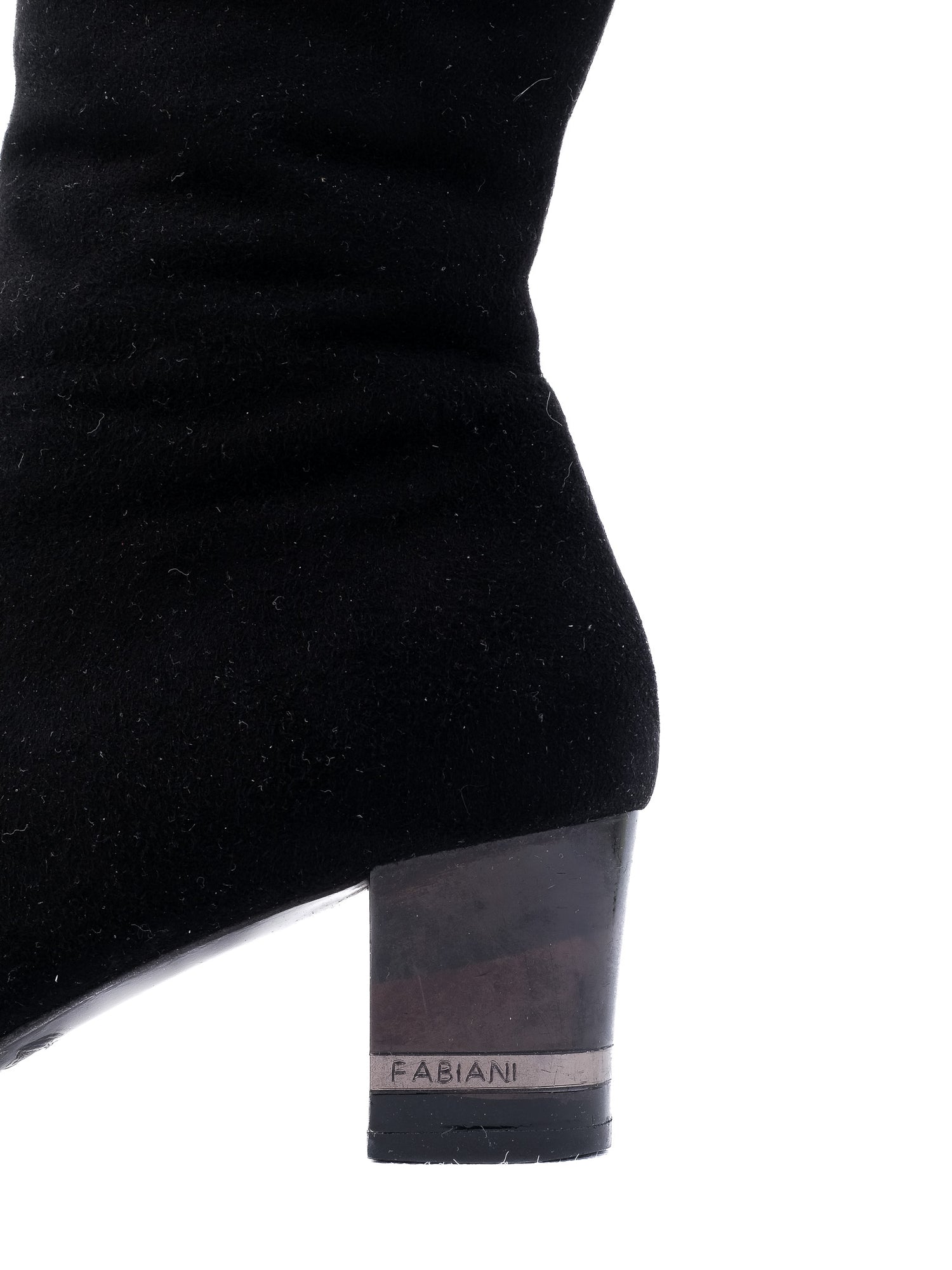 Giovanni Fabiani Black Leather Knee-High Boots Size 36 with Block Heel
