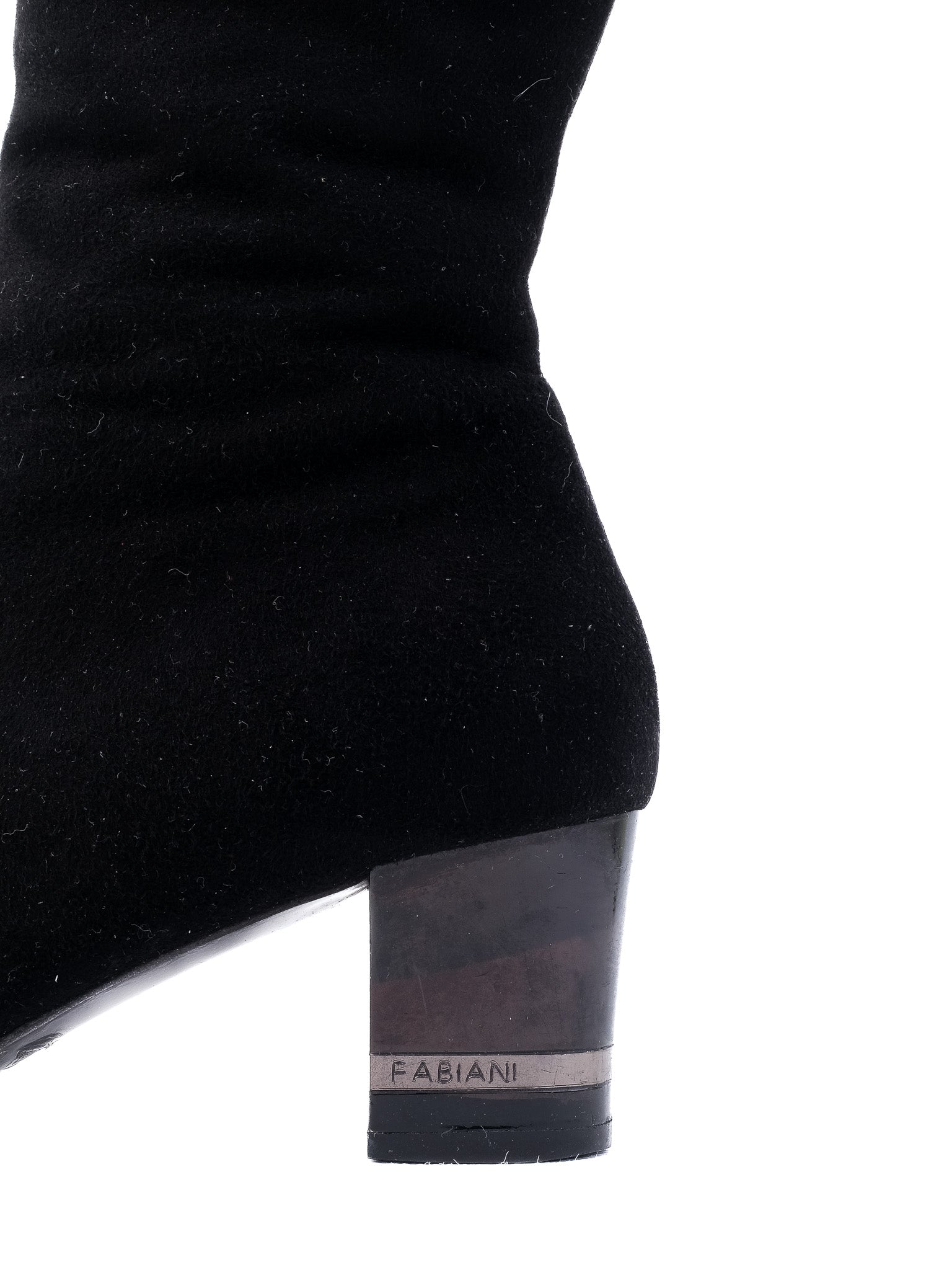 Giovanni Fabiani Black Leather Knee-High Boots Size 36 with Block Heel