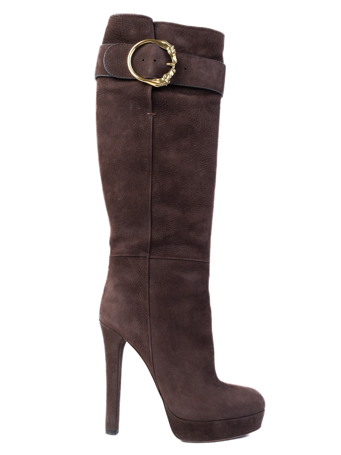 Excellent Gucci Orange Leather High-Heeled Knee-High Boots Size 39