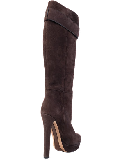 Excellent Gucci Orange Leather High-Heeled Knee-High Boots Size 39