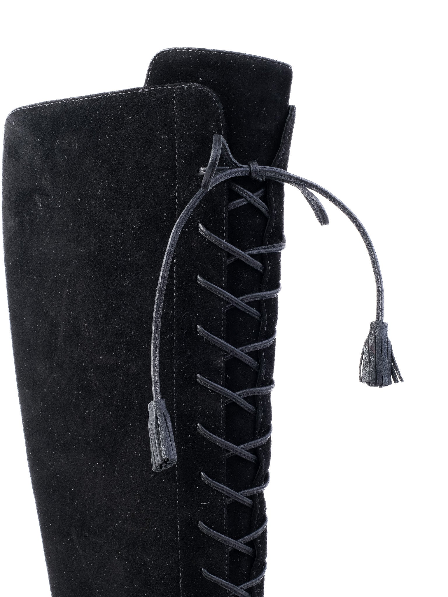 Good Yves Saint Laurent Black Genuine Suede Lace-Up Wedge Boots Size 37.5