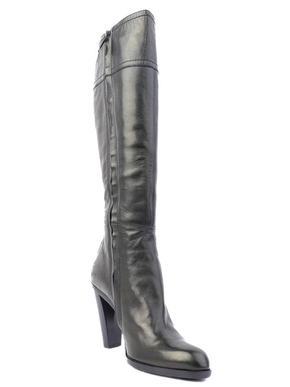 Perfect Costume National Black Leather Knee-High Heeled Boots Size 36.5