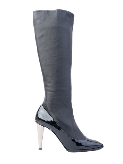 Excellent Giuseppe Zanotti Black Leather Knee-High Boots Size 36.5