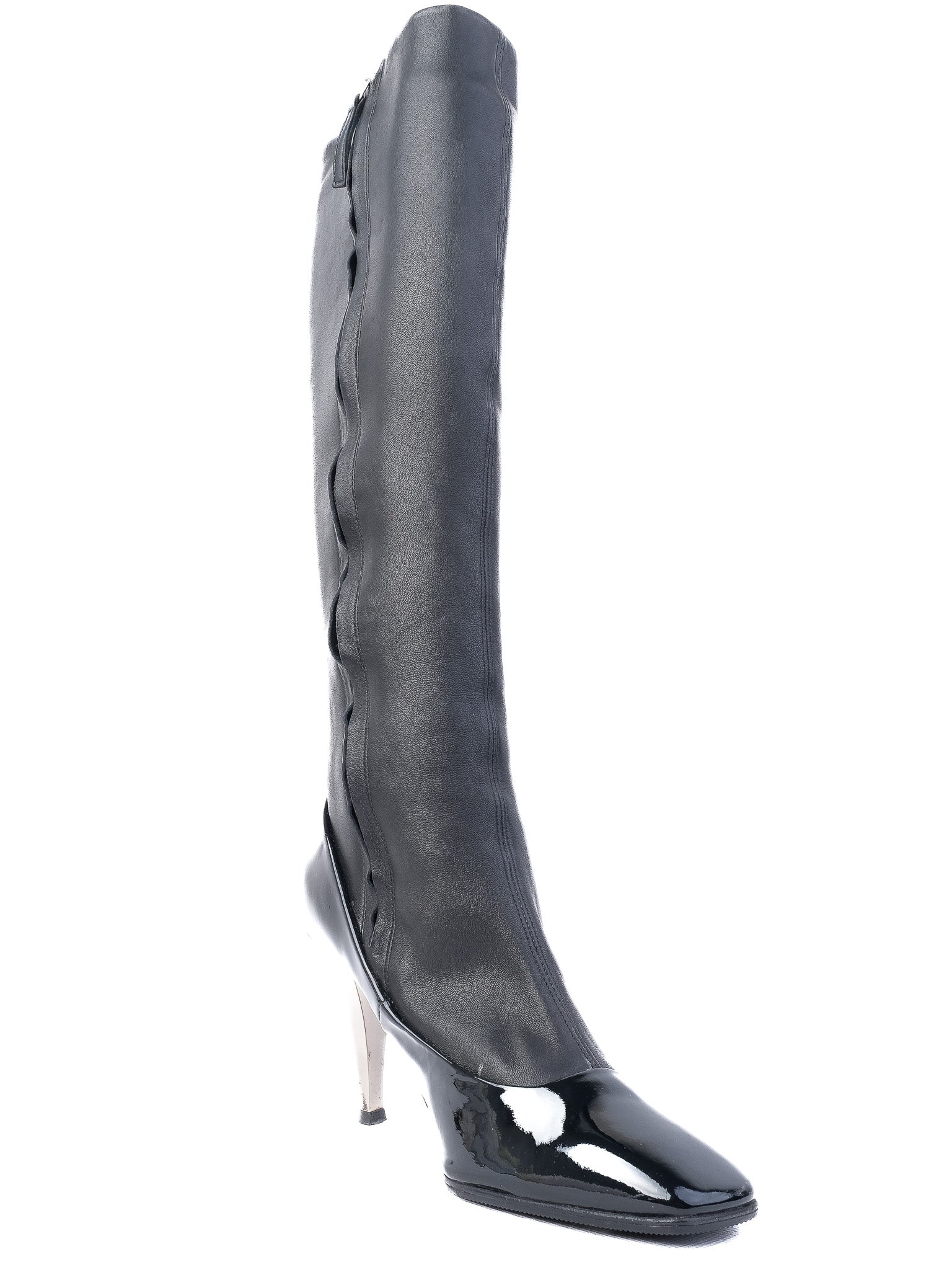 Excellent Giuseppe Zanotti Black Leather Knee-High Boots Size 36.5