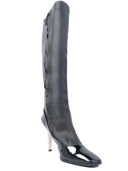 Excellent Giuseppe Zanotti Black Leather Knee-High Boots Size 36.5