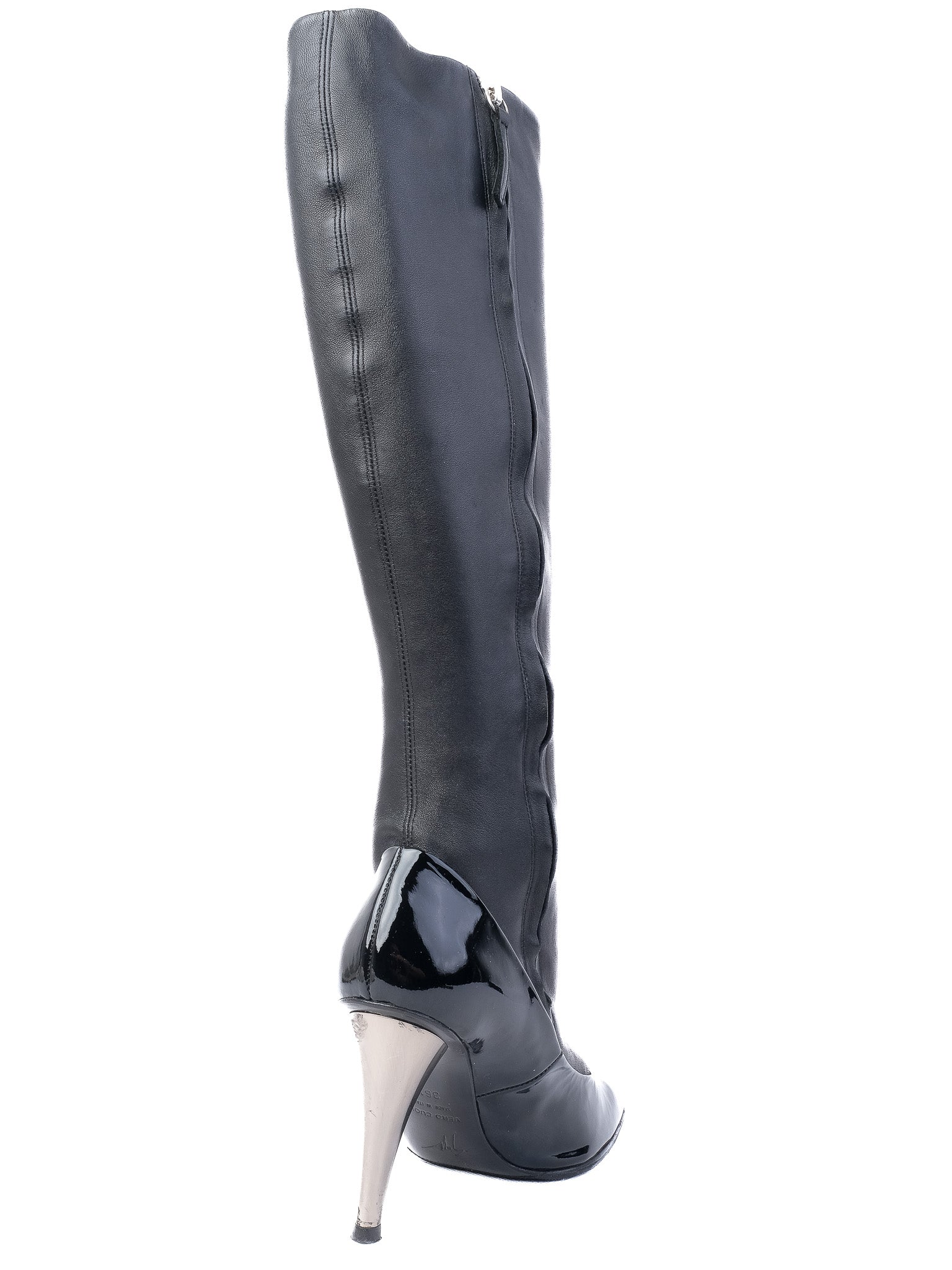 Excellent Giuseppe Zanotti Black Leather Knee-High Boots Size 36.5