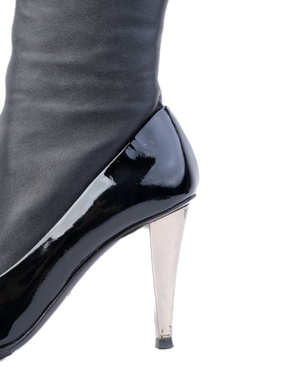Excellent Giuseppe Zanotti Black Leather Knee-High Boots Size 36.5