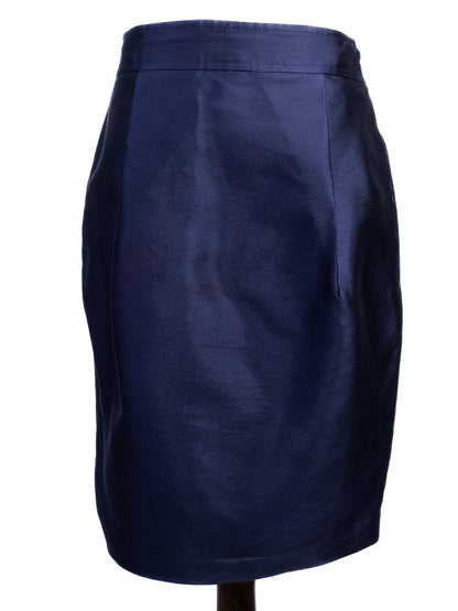 Excellent Moschino Navy Blue Silk Two-Piece Outfit Size XS