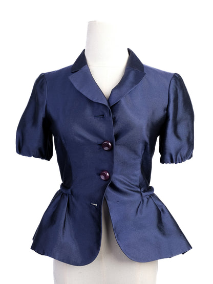 Excellent Moschino Navy Blue Silk Two-Piece Outfit Size XS