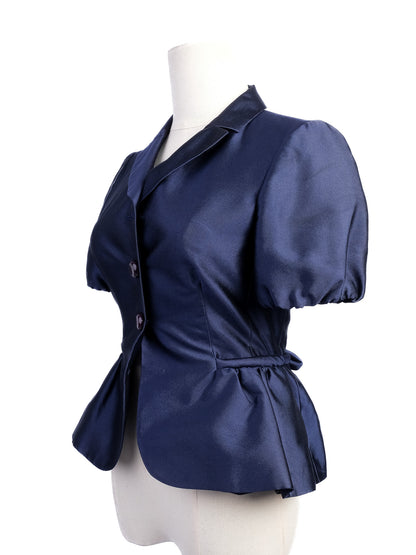 Excellent Moschino Navy Blue Silk Two-Piece Outfit Size XS