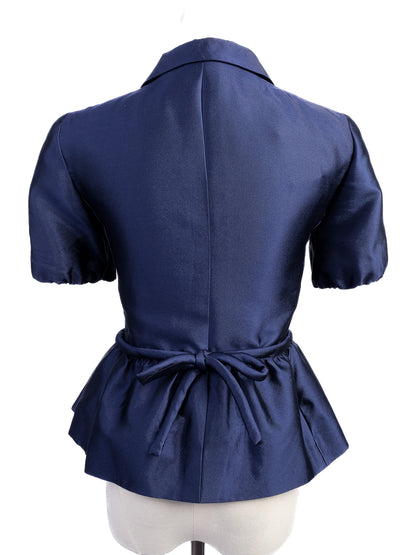 Excellent Moschino Navy Blue Silk Two-Piece Outfit Size XS