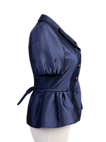 Excellent Moschino Navy Blue Silk Two-Piece Outfit Size XS