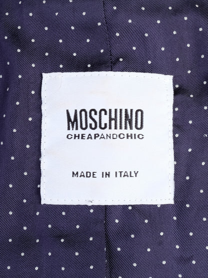 Excellent Moschino Navy Blue Silk Two-Piece Outfit Size XS