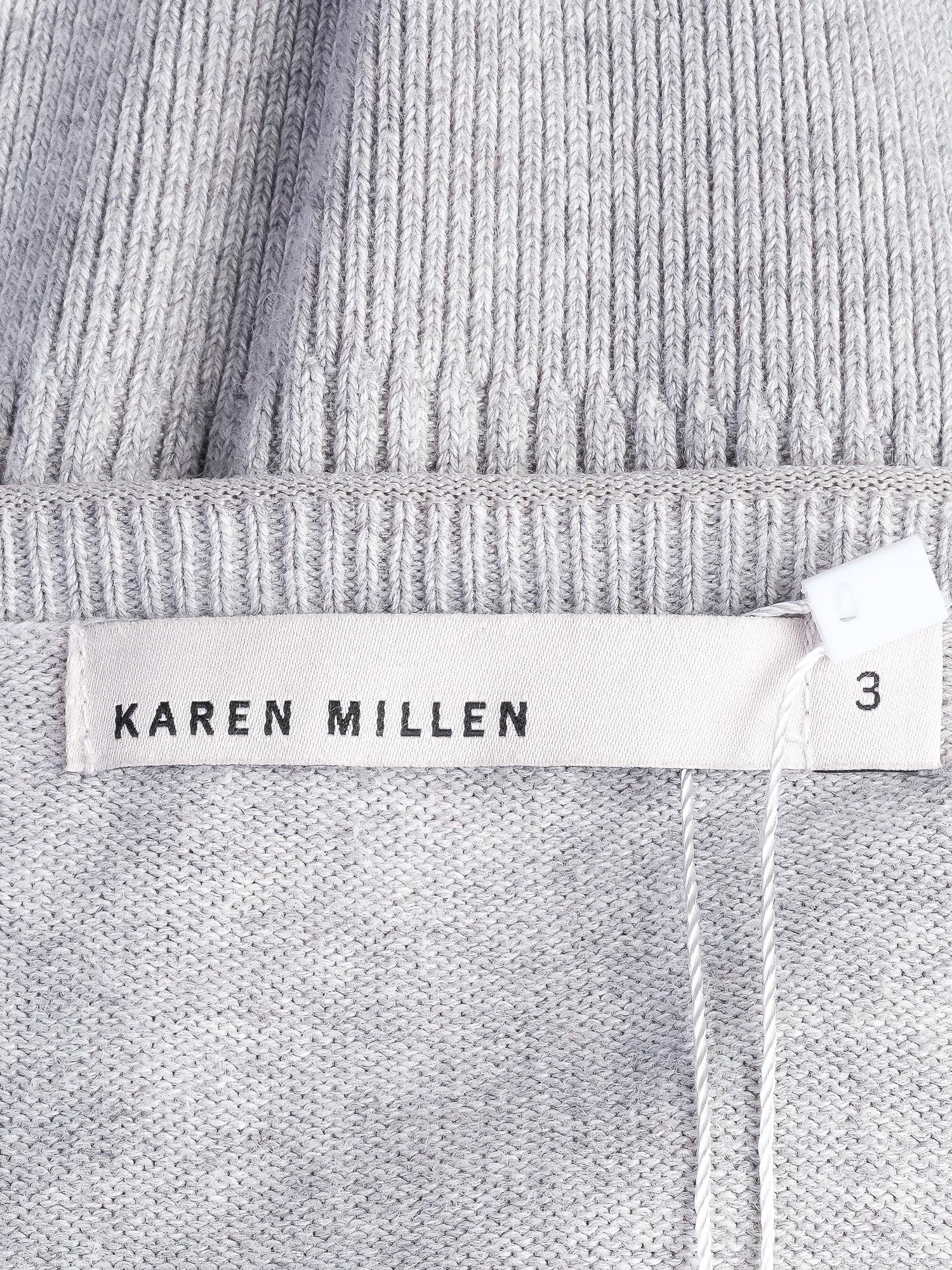 Karen Millen Gray Knit Sweater XS V-Neck Half Sleeve Excellent