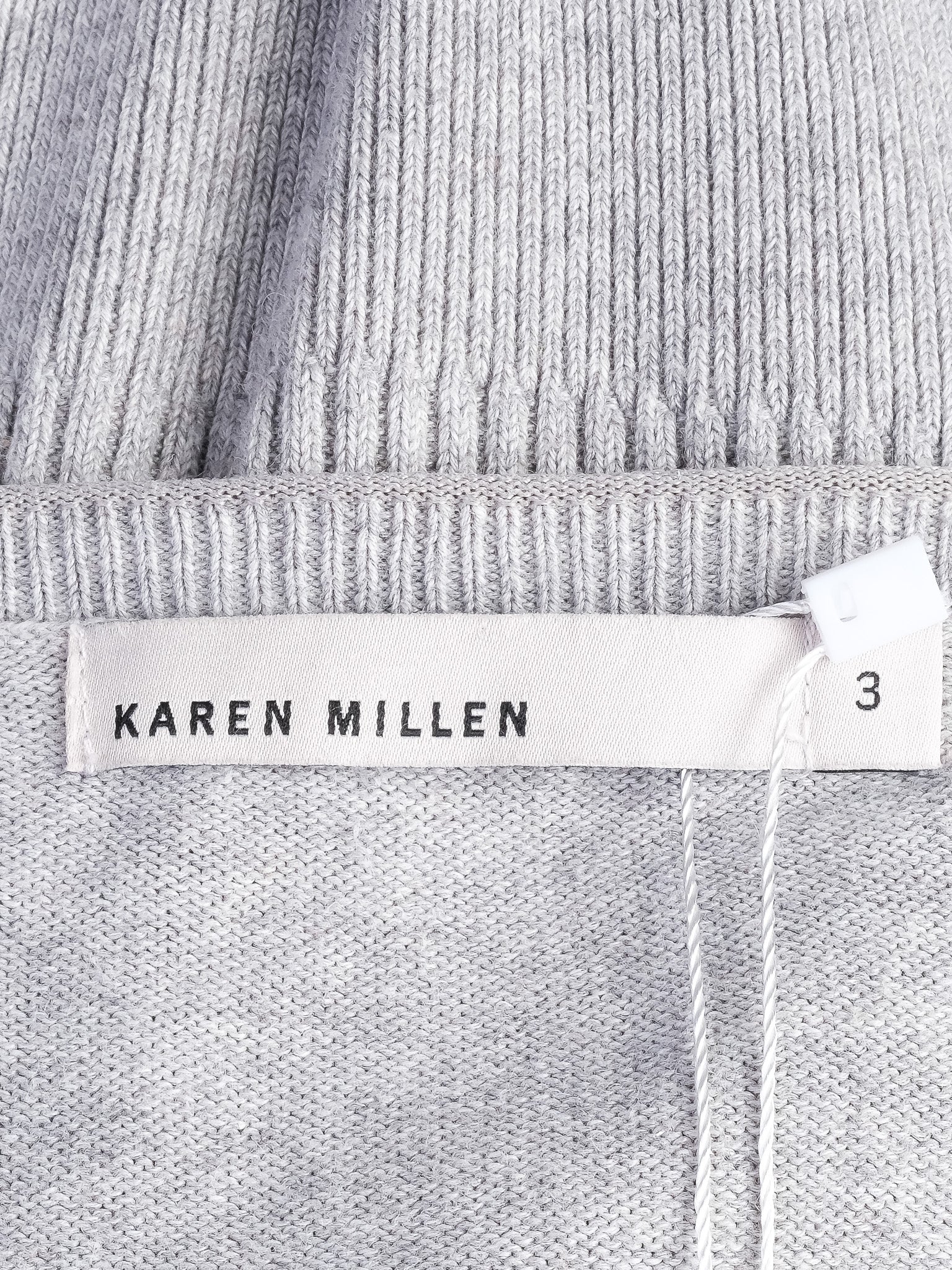 Karen Millen Gray Knit Sweater XS V-Neck Half Sleeve Excellent