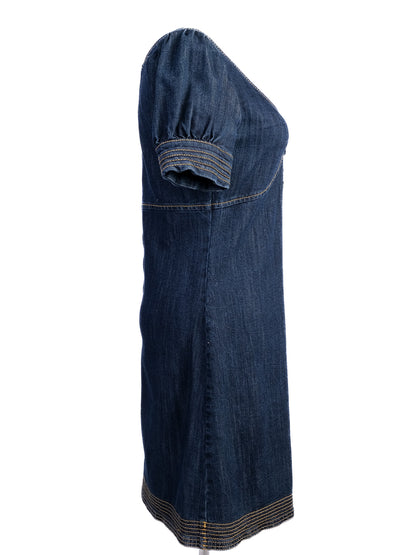 Excellent Roccobarocco Denim Dress Blue Cotton Size N/A