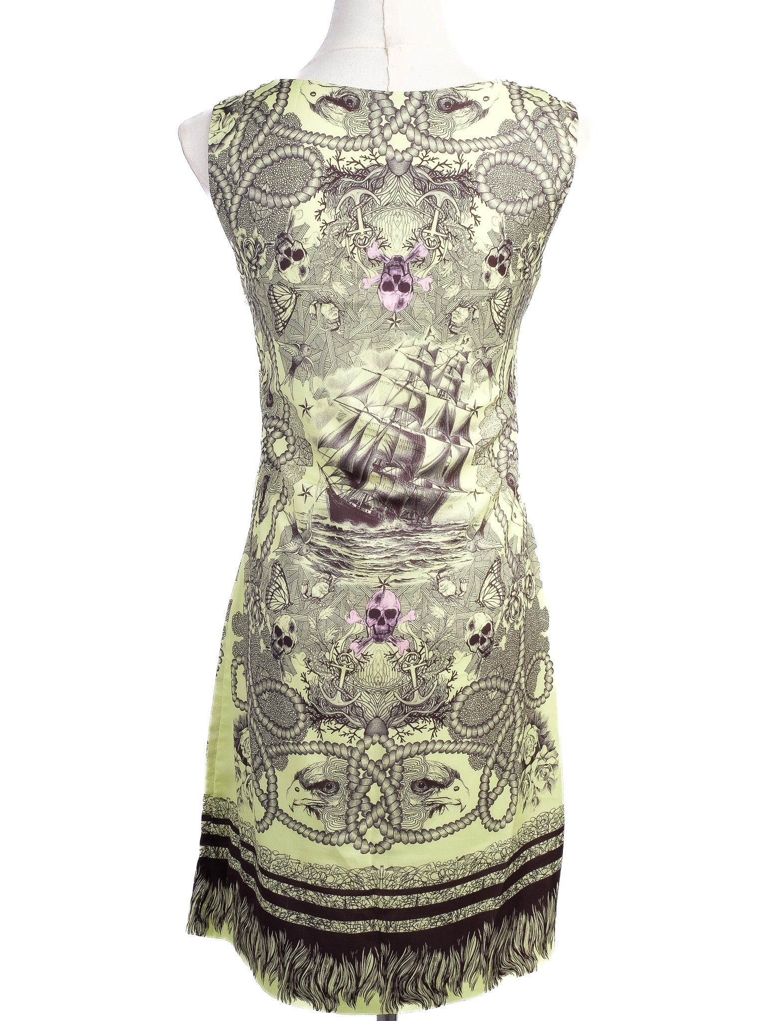 Excellent Alexander McQueen Sleeveless Dress Silk Combined Color
